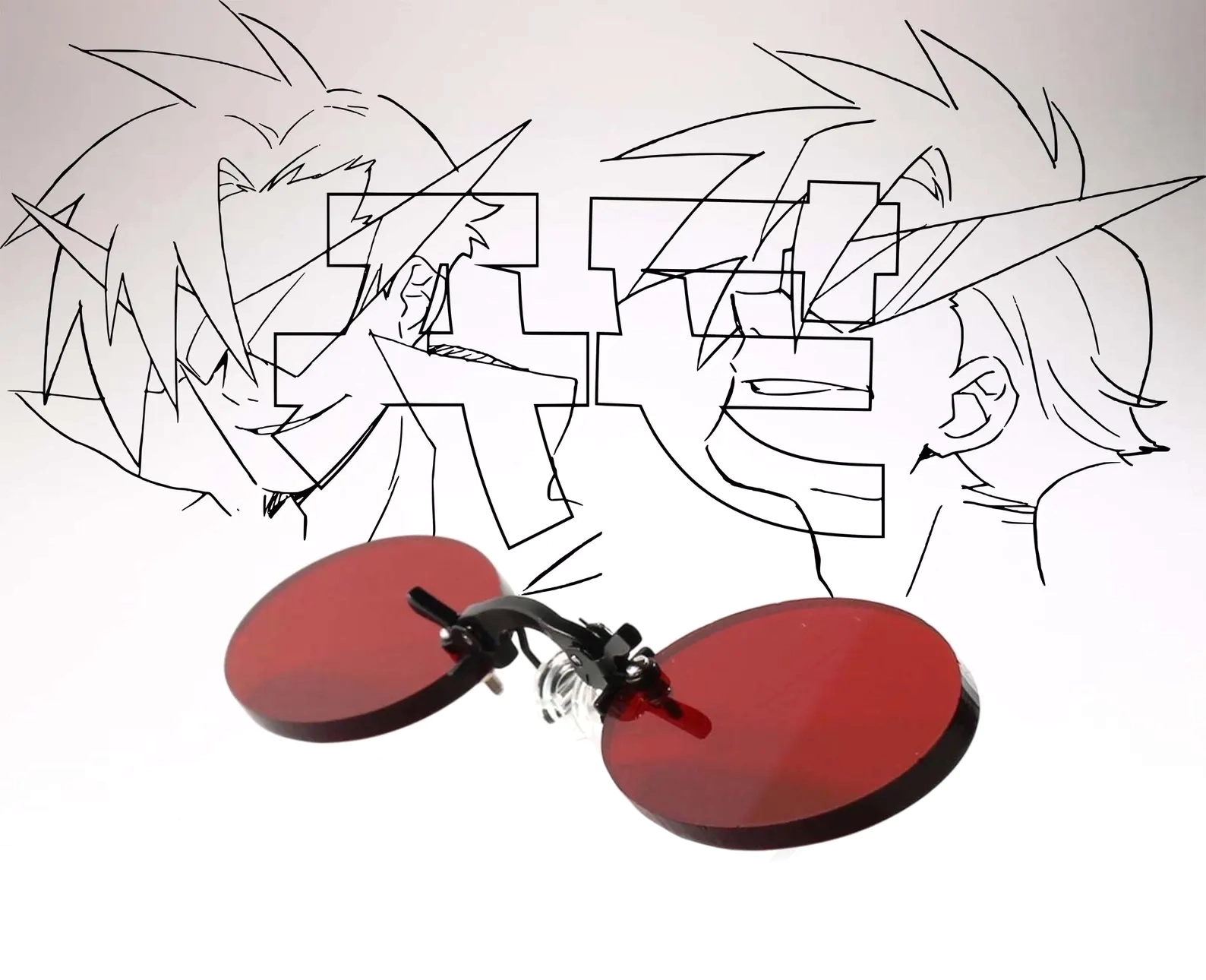 2 Pince Nez Vintage Style Gothic Steampunk Red Lens Oval Costume Cosplay Sunglasses